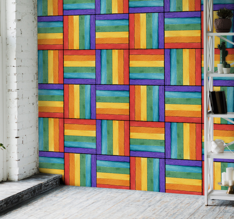 Kleurrijke geometrische compositie behang geometrisch - TenStickers