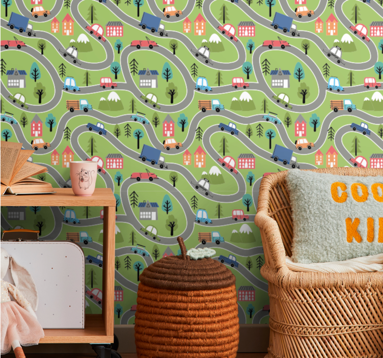 Kronkelende weg scène behangpapier landen en steden - TenStickers