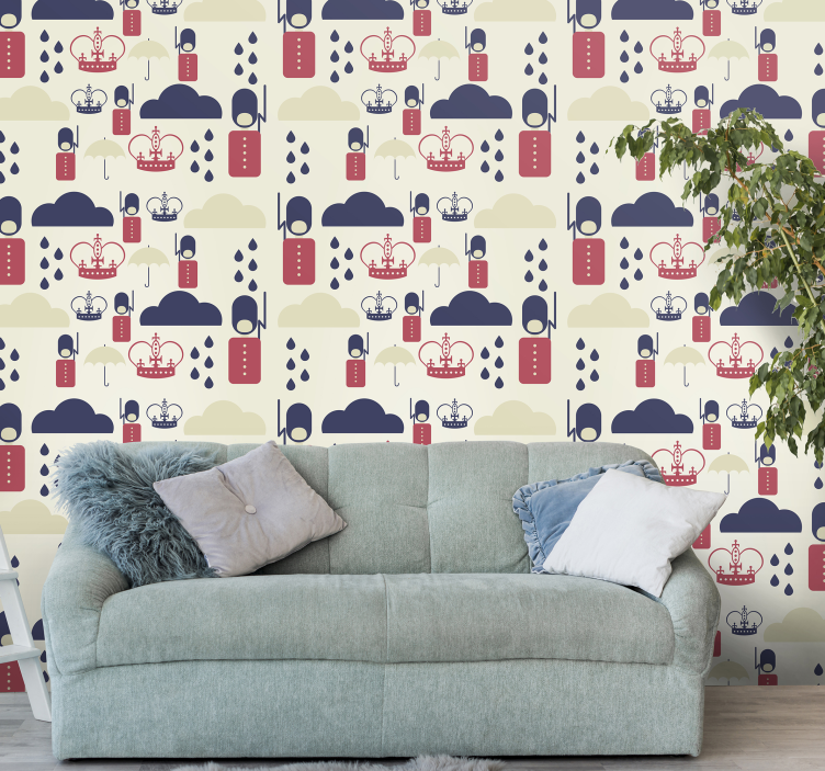 Kroon regendruppels behang dieren - TenStickers