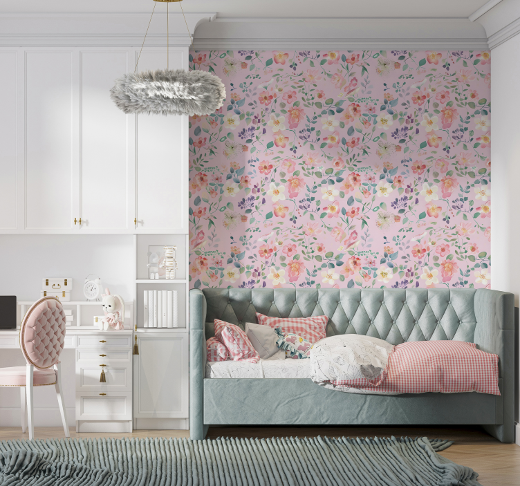 Lente explosie roze behang - TenStickers