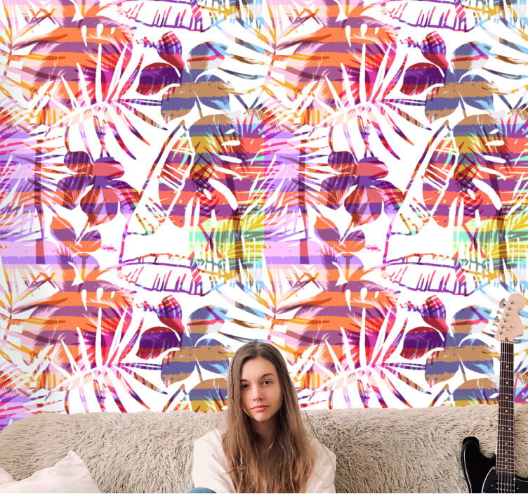 Levendige bloemenpatronen bloemen behang - TenStickers