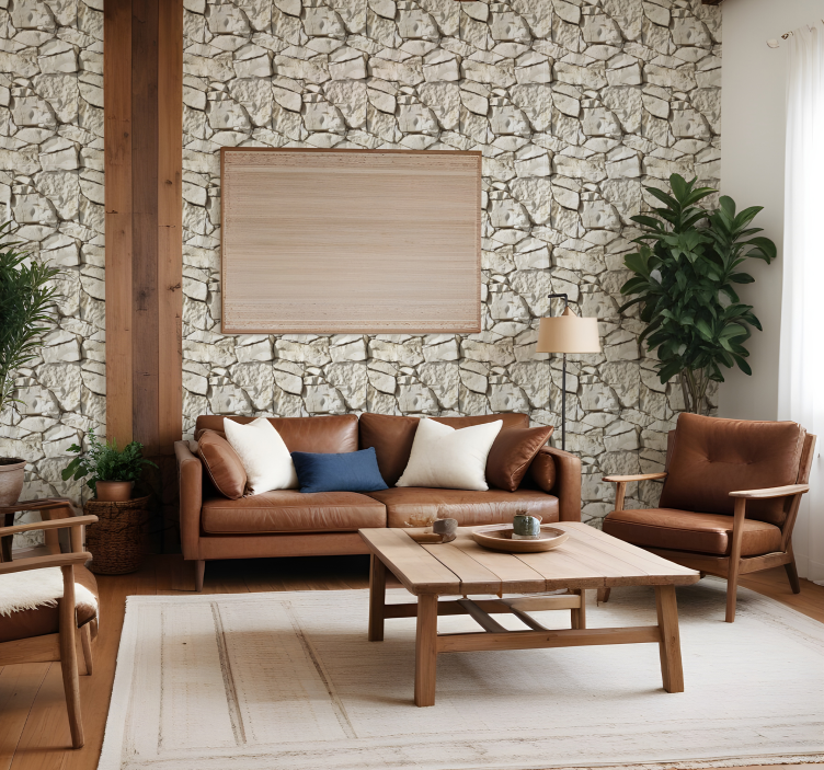 Licht beige bakstenen behang - TenStickers