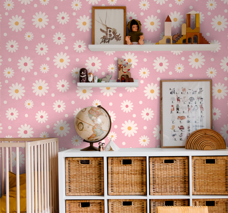 Madeliefjespatroon ontwerp bloemen behang - TenStickers