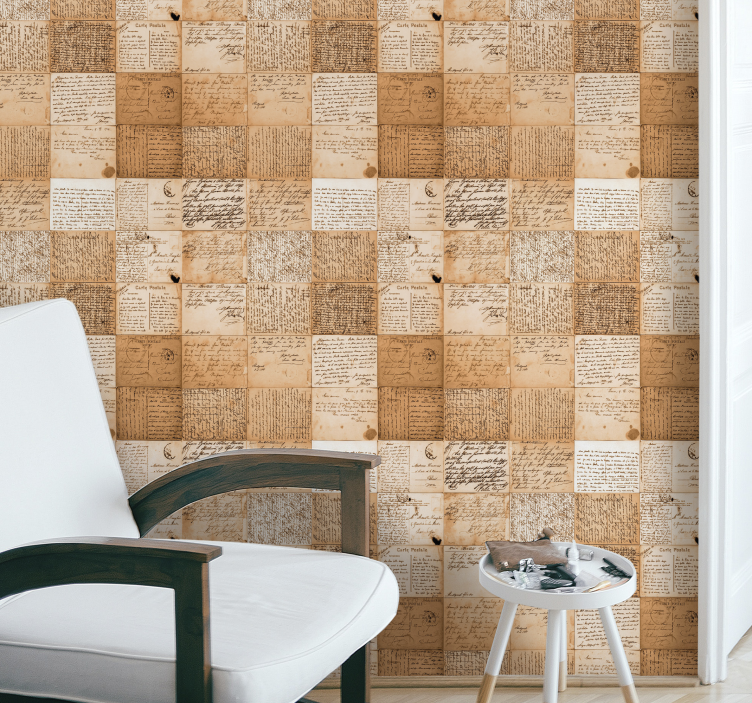 Manuscript patronen behang anders vintage - TenStickers
