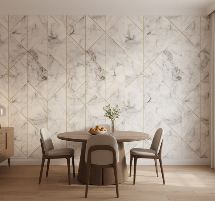 Marmeren behang grid elegant ontwerp - TenStickers
