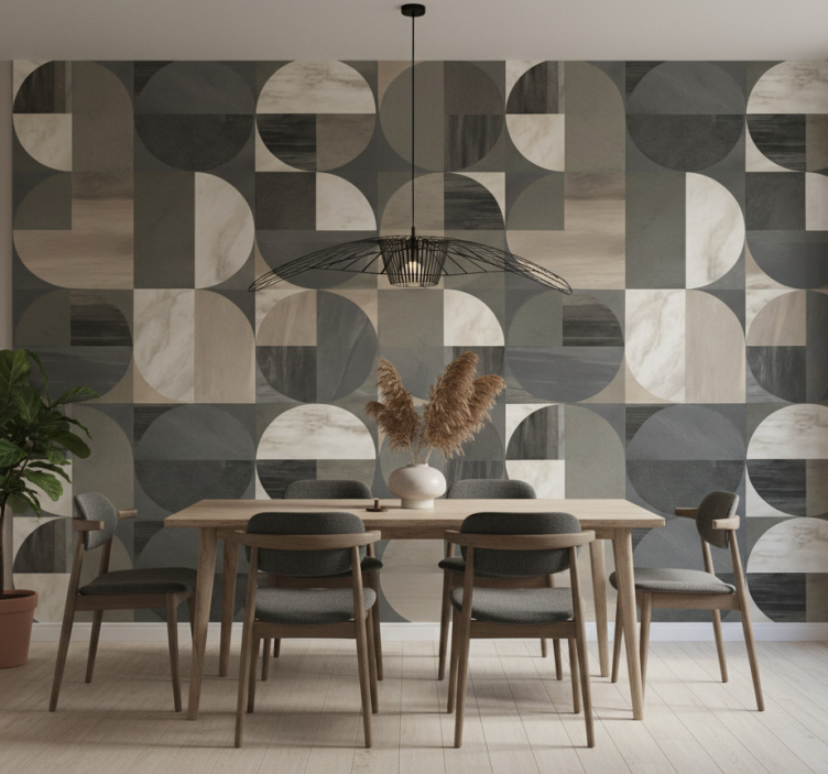 Marmeren behang halve cirkelpatroon - TenStickers