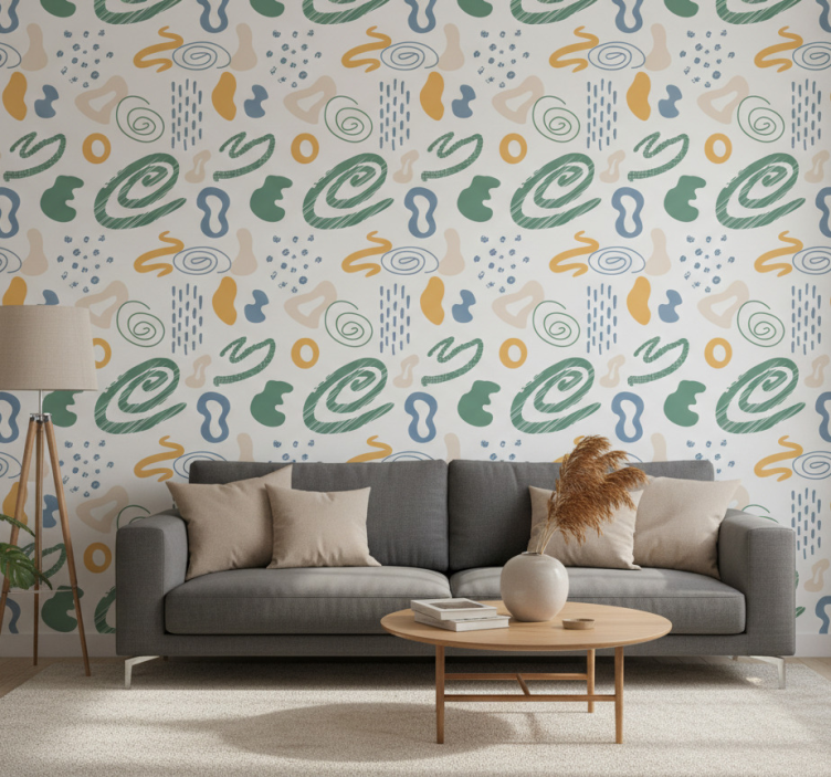 Moderne behangpapier abstract geschilderde vormen - TenStickers