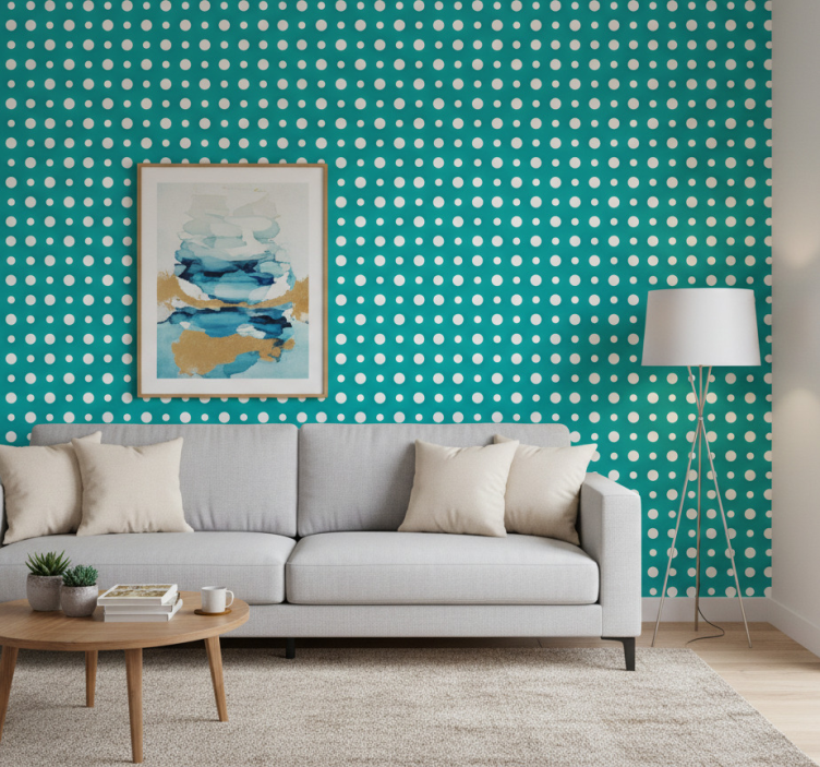 Moderne behangpapier blauwe stippenmotief - TenStickers