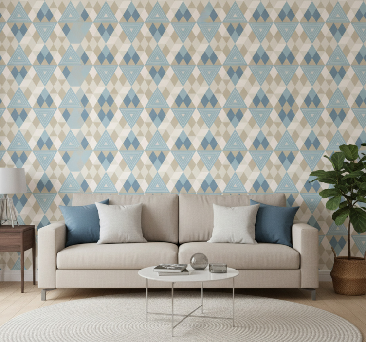 Moderne behangpapier geometrisch driehoeken patroon - TenStickers