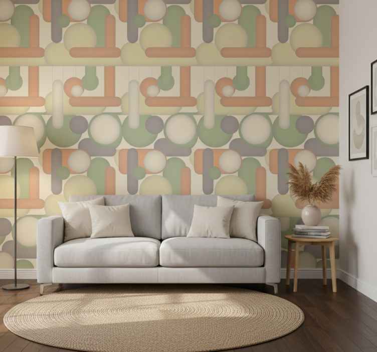 Moderne behangpapier geometrische cirkelindeling - TenStickers