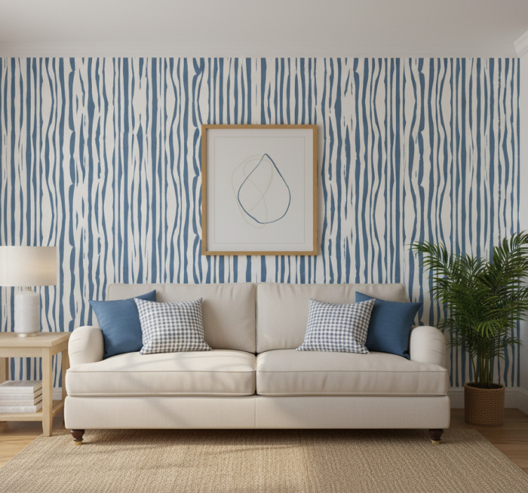 Moderne behangpapier gestreept blauw hampton stijl - TenStickers
