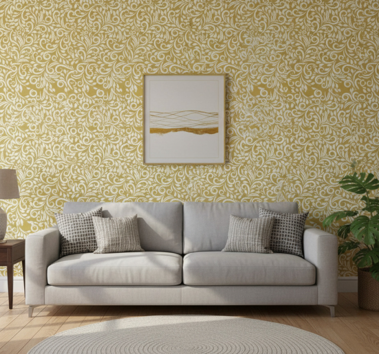 Moderne behangpapier gouden patroon - TenStickers