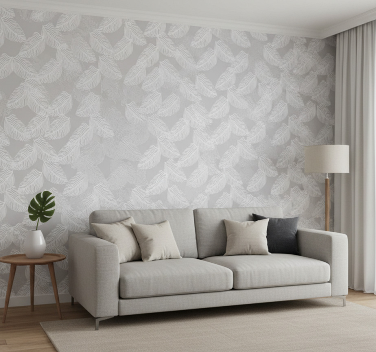 Moderne behangpapier grijs minimalistisch bloemig - TenStickers