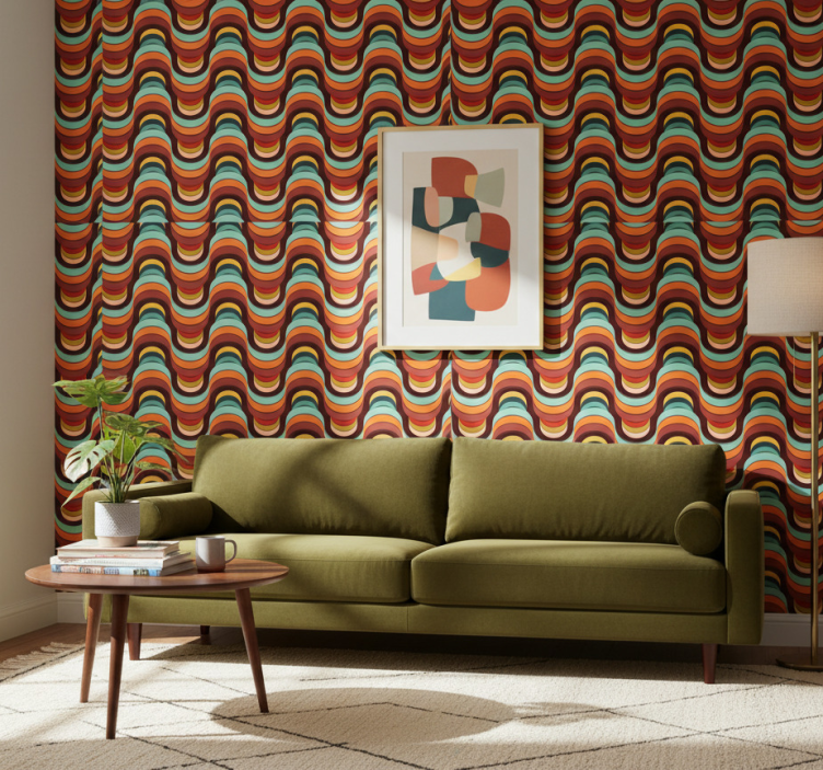 Moderne behangpapier kleurrijk retro patroon - TenStickers