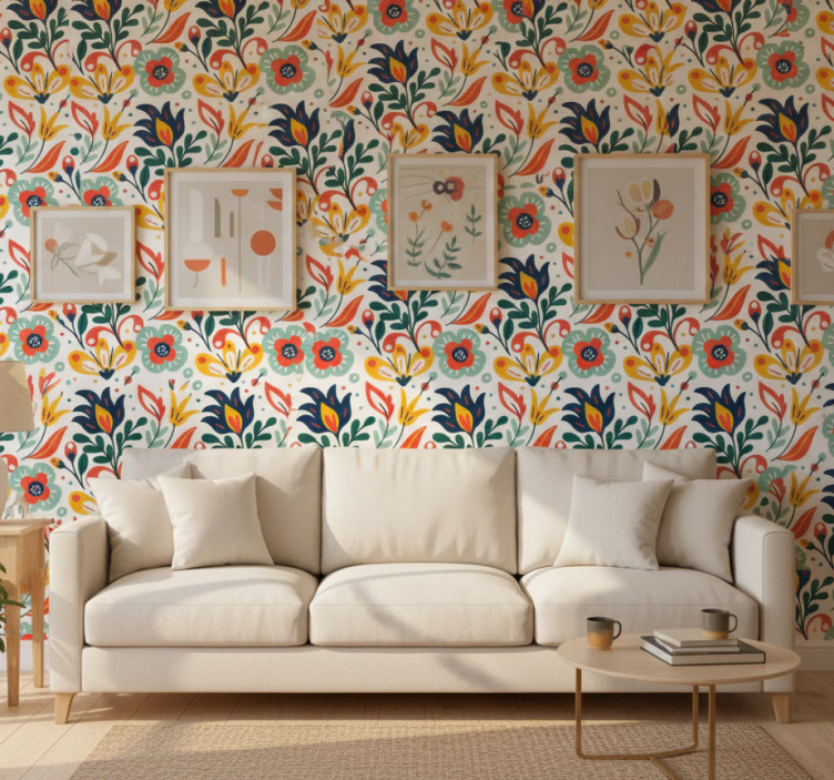 Moderne behangpapier met kleurrijke bloemen - TenStickers