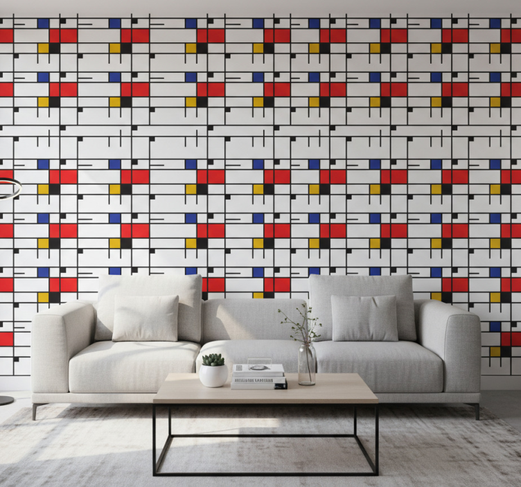 Moderne behangpapier mondriaanse geometrische kunst - TenStickers