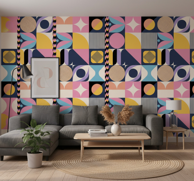 Moderne behangpapier multi figuren schilderkunst geometrisch - TenStickers