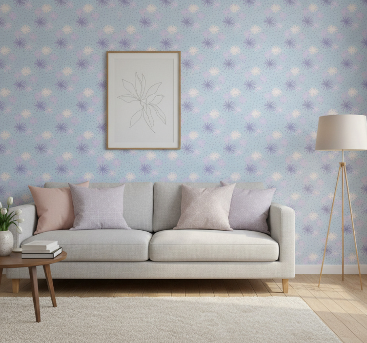 Moderne behangpapier paardenbloem met waterdruppels - TenStickers