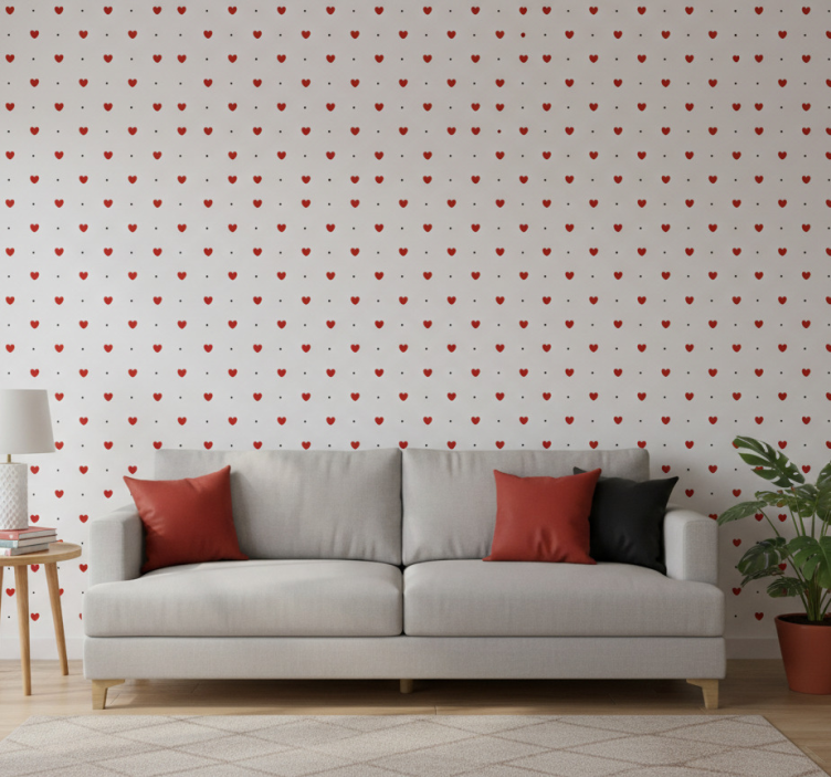 Moderne behangpapier patroon decor harten en stippen - TenStickers
