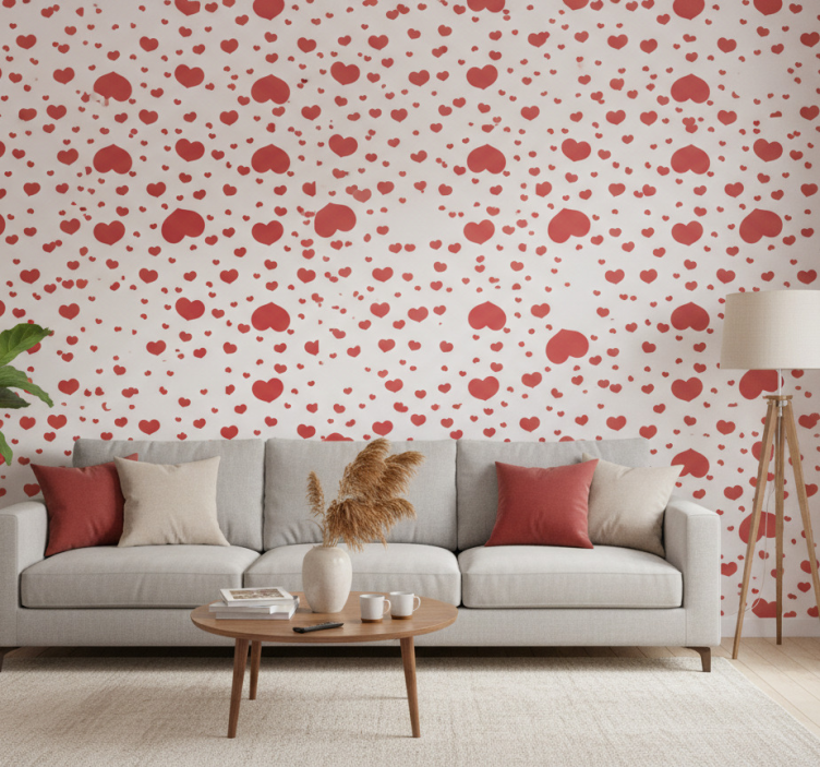 Moderne behangpapier patroon-decor kleine en grote harten - TenStickers