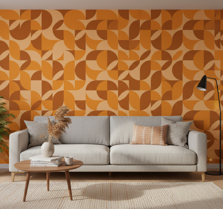 Moderne behangpapier retro oranje figuren - TenStickers