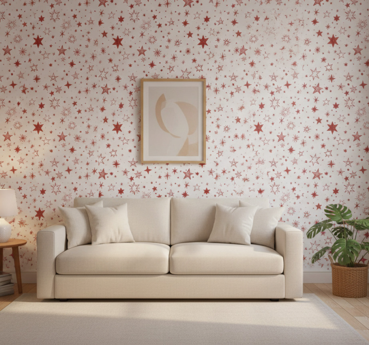 Moderne behangpapier rode aquarel ster - TenStickers