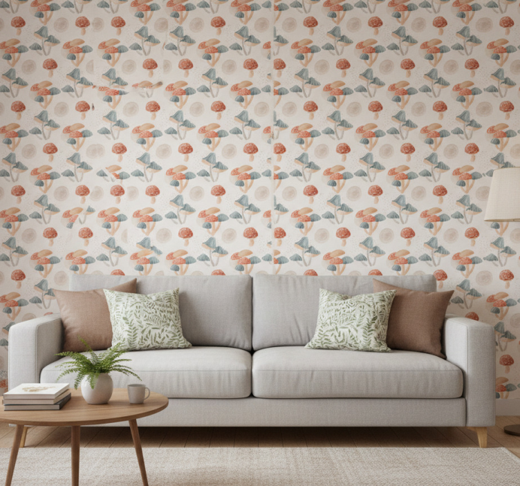 Moderne behangpapier waterverf paddenstoelen patroon - TenStickers