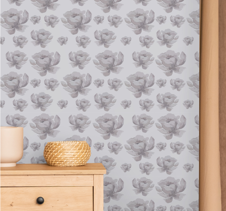Eénkleurige bloemen bloemen behang - TenStickers