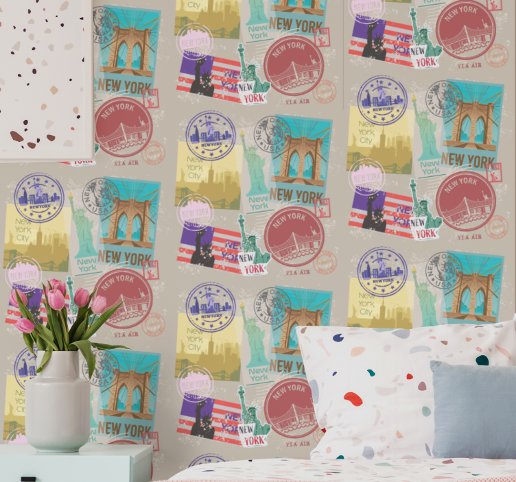 New york behang new york stempels - TenStickers