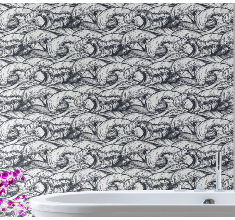 Oceaan golven patroon behangpapier natuur - TenStickers