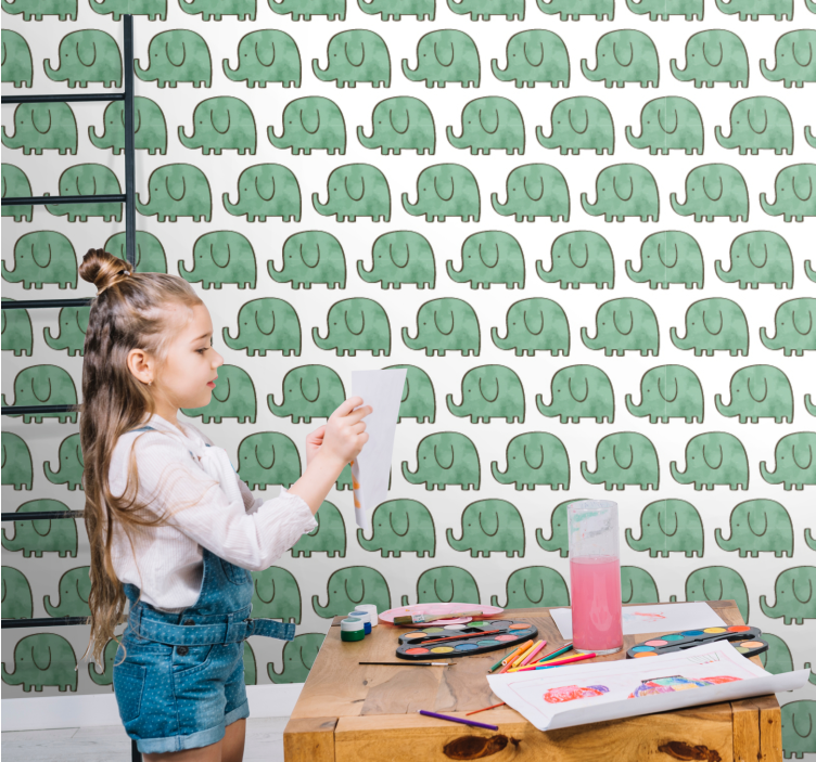 Olifanten behang charmante olifanten - TenStickers