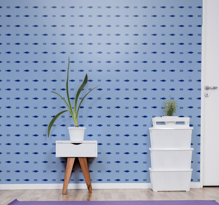 Onderwater blauw patroon vissen behang - TenStickers