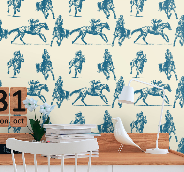 Paardensport schetsen behang paarden - TenStickers