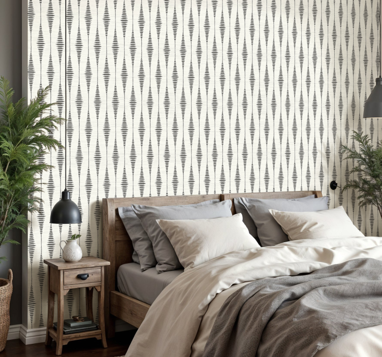 rabaul ikat grijs en beige geometrisch behang - TenStickers