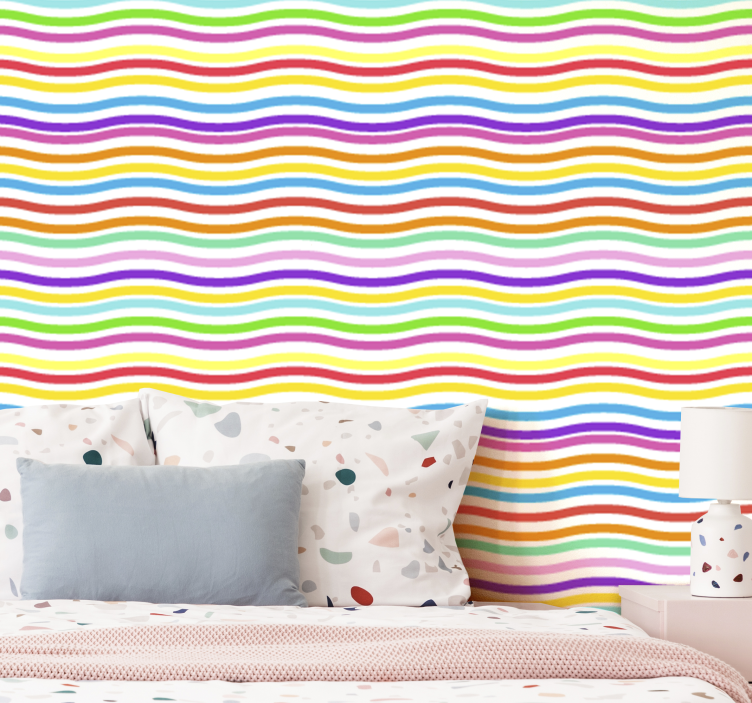 Regenboog gestreept patroon behang  - TenStickers