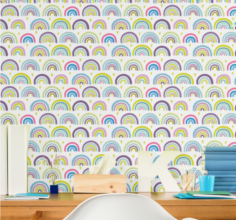 Gekleurd regenboogpatroon behangpapier kinderkamer - TenStickers