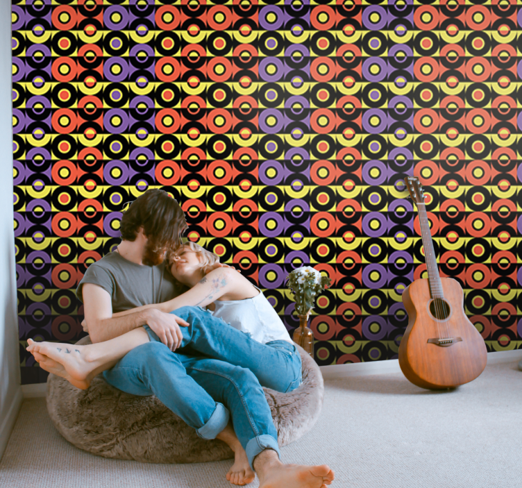 Retro cirkels patroon behang anders vintage - TenStickers