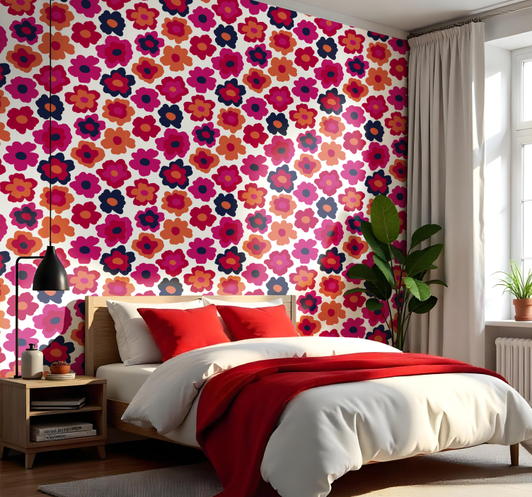 Rode klaproos bloemen behang - TenStickers