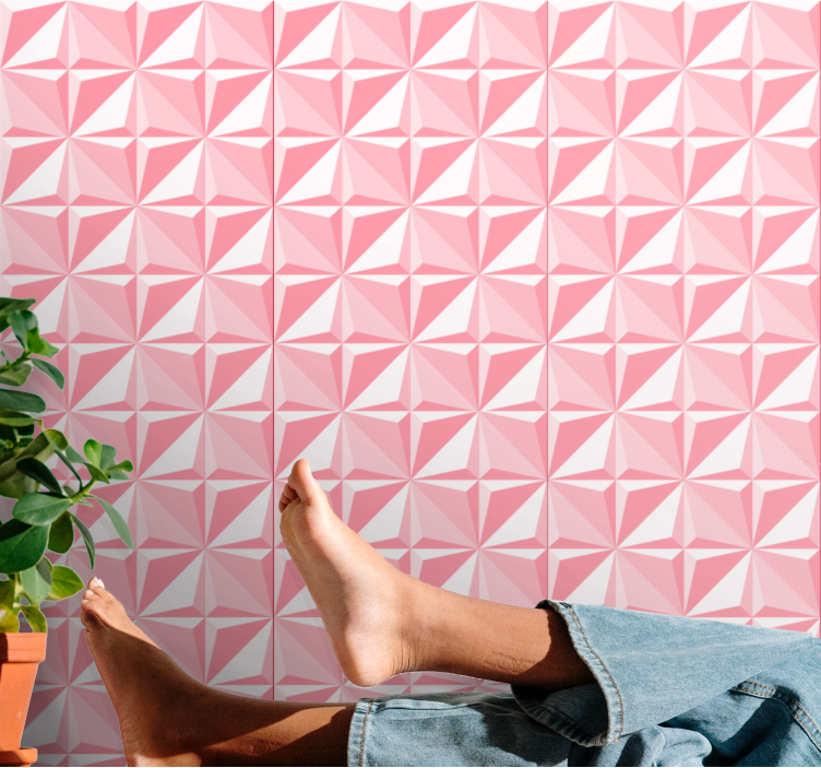 Roze geometrische vormen 3d behang - TenStickers