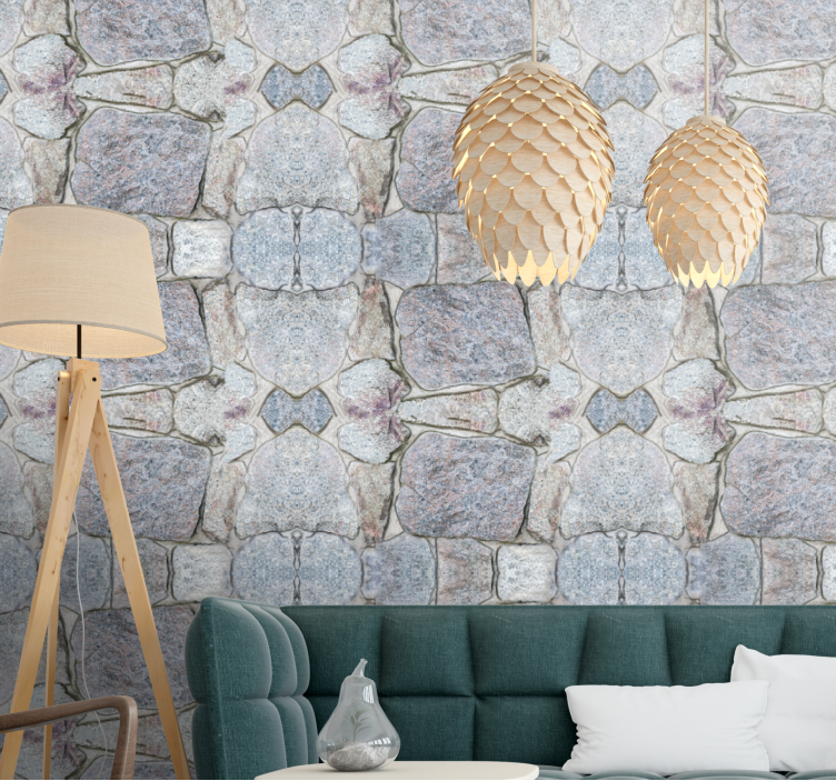 Realistisch rustiek steenpatroon behang woonkamer - TenStickers