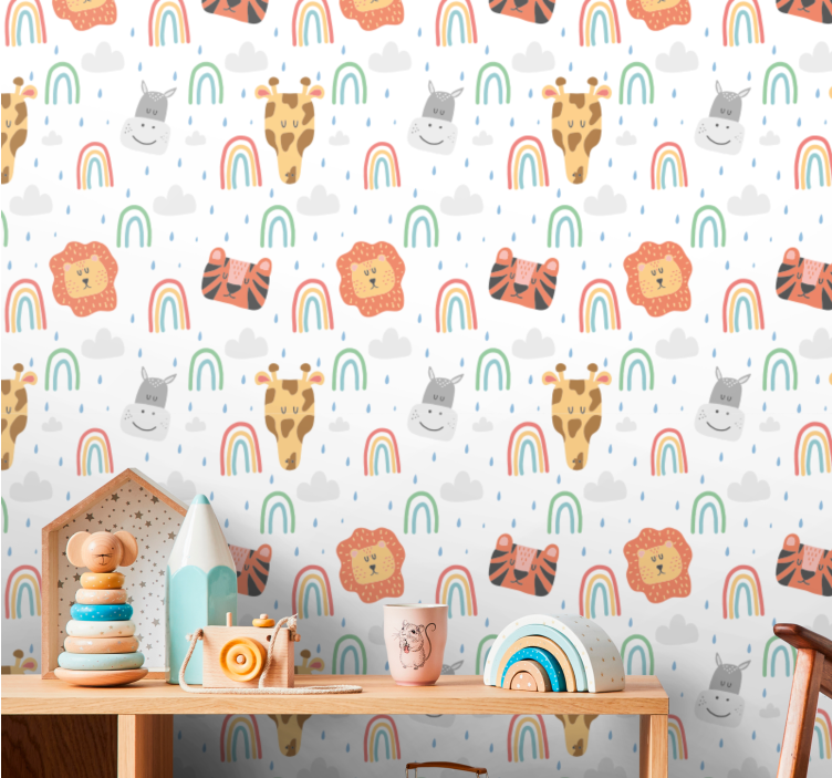 Safari dieren babykamer behang - TenStickers