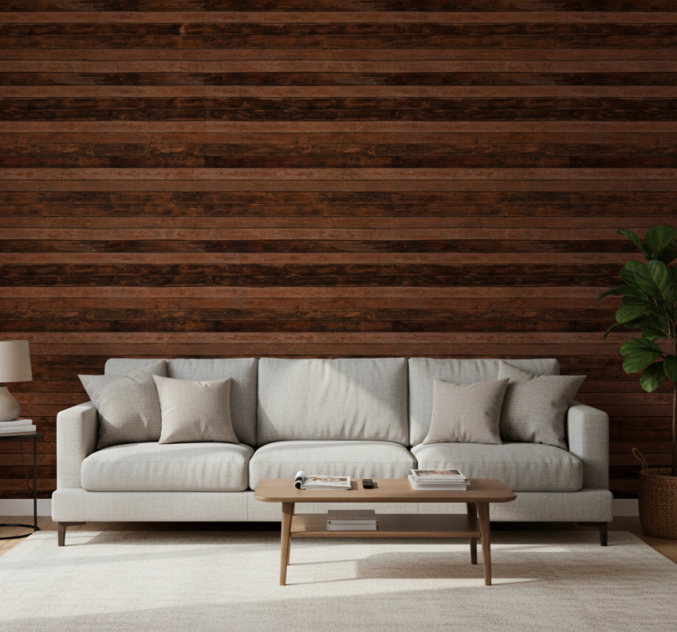 Sierlijk behang bruine horizontale planken - TenStickers