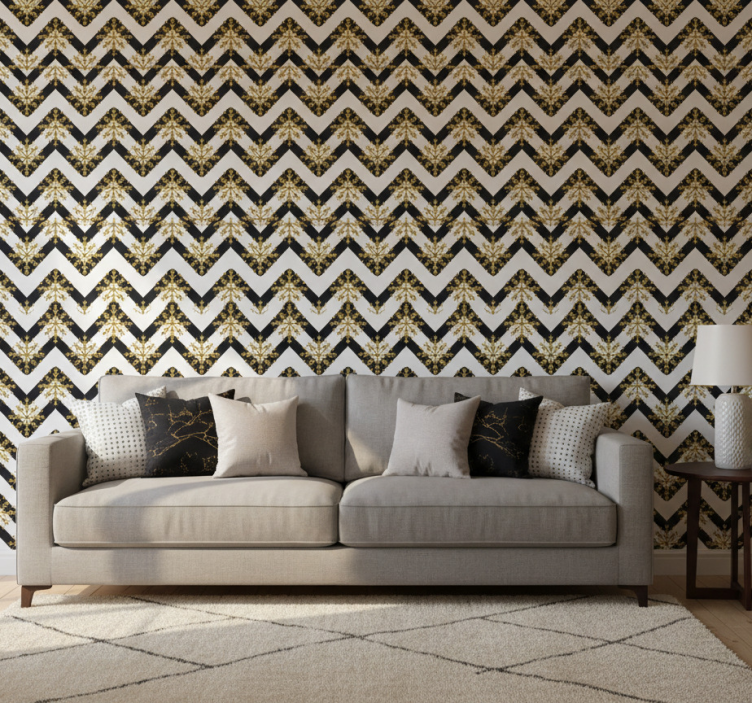 Sierlijk behang chevron bloemenpatroon - TenStickers