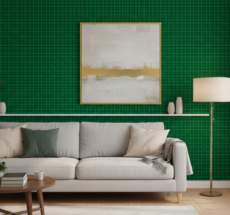 Sierlijk behang groen ruitpatroon - TenStickers