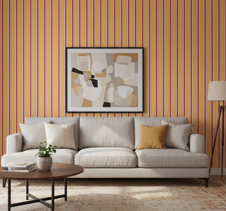 Sierlijk behang horizontaal gestreept in warme tinten - TenStickers