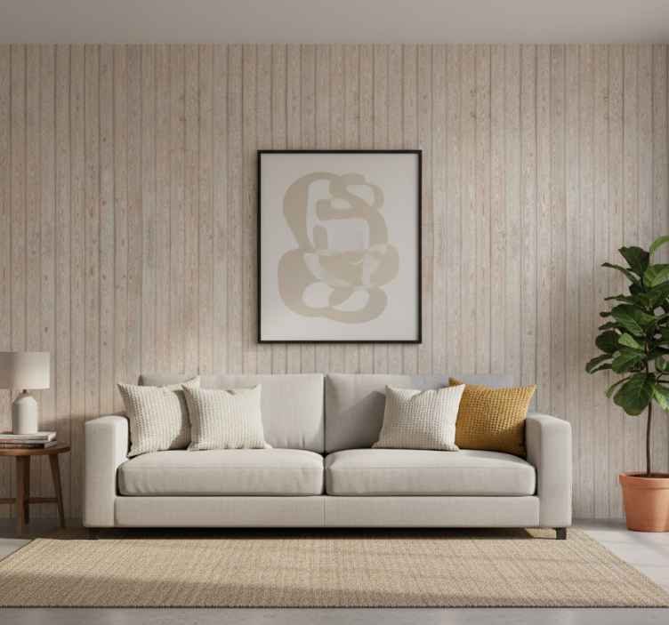 Sierlijk behang lichte bruine horizontale planken - TenStickers