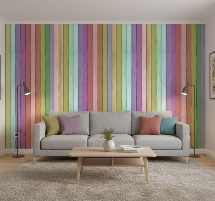 Sierlijk behang lichte kleur houten planken - TenStickers