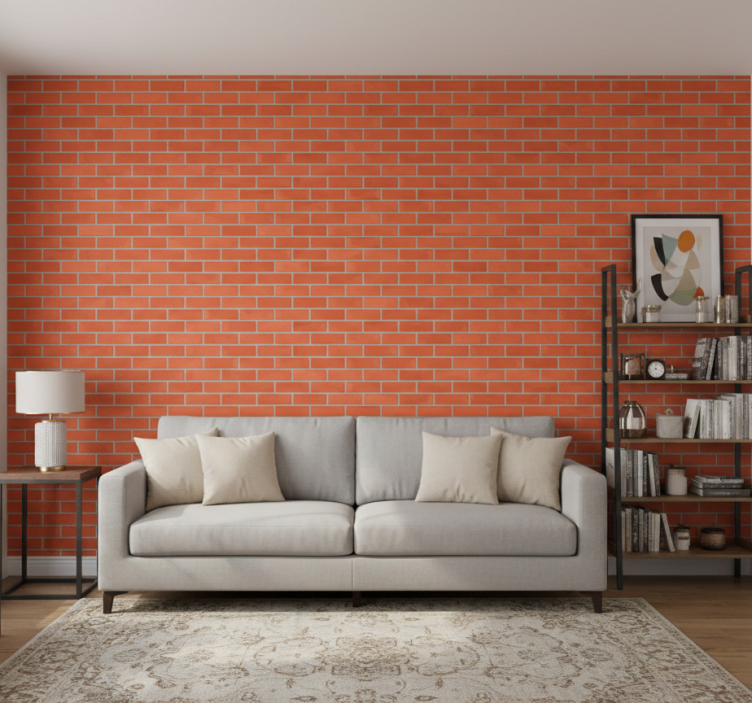 Sierlijk behang met roodstenen patroon - TenStickers