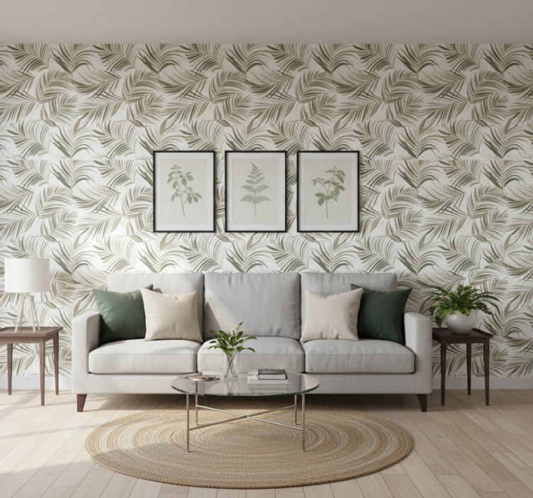 Sierlijk behang met verfijnde bladmotieven - TenStickers