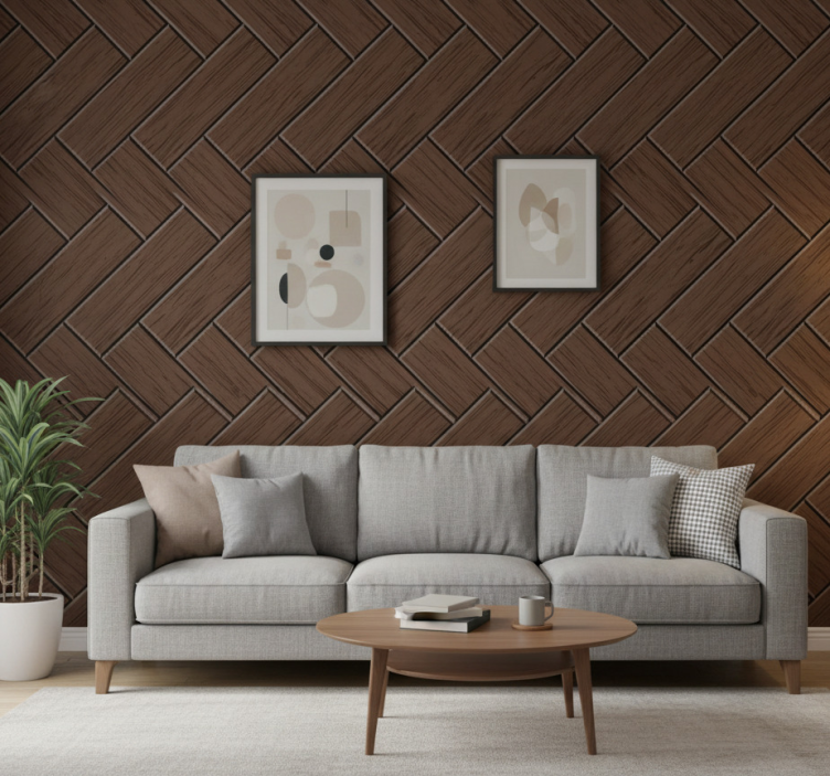 Sierlijk behang zigzag houten planken vloersticker - TenStickers